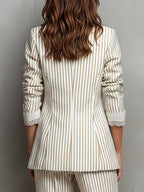 Vintage Striped Lace Short-sleeved Blazer