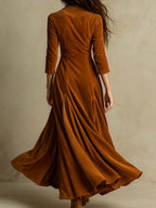Elegant 70s Style Blazer Style Velvet Dress