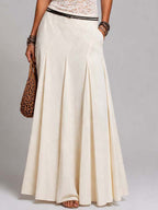 Vintage Neck Lace Tank Top & Pleated Maxi Skirt Two Piece Set