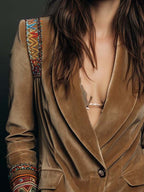 Polyester velvet Embroidered Blazer With Bohemian Detailing