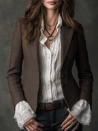 Vintage Brown Tweed Blend Tailored Blazer